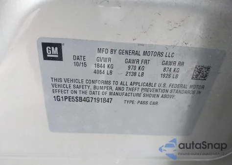 2016 Chevrolet Cruze Limited 1Lt Auto from USA, damaged, VIN 1G1PE5SB4G7191847